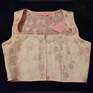 Sugar Thrillz Pink Brocade Corset Vest Top